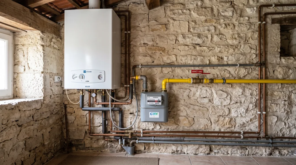 Installation intérieure de gaz — compteur, chaudière et raccordements — Gaz à Chalifert