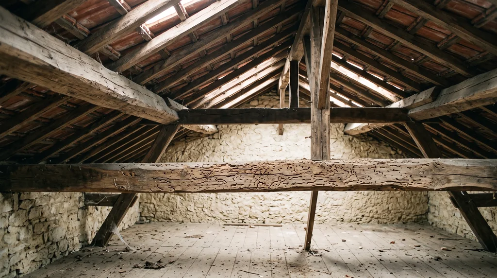 Bois de structure et charpente — sondage des bois — Termites à Champeaux